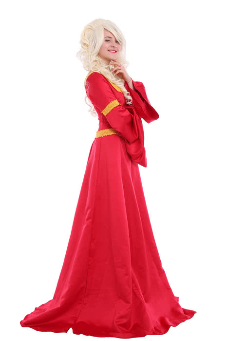 Red Luxury Supergirl Halloween Costume of European Queen Palace Restoring Emulation Silk Dress