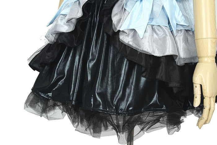 Black Halloween costume vampire Queen dress with blue bowknot