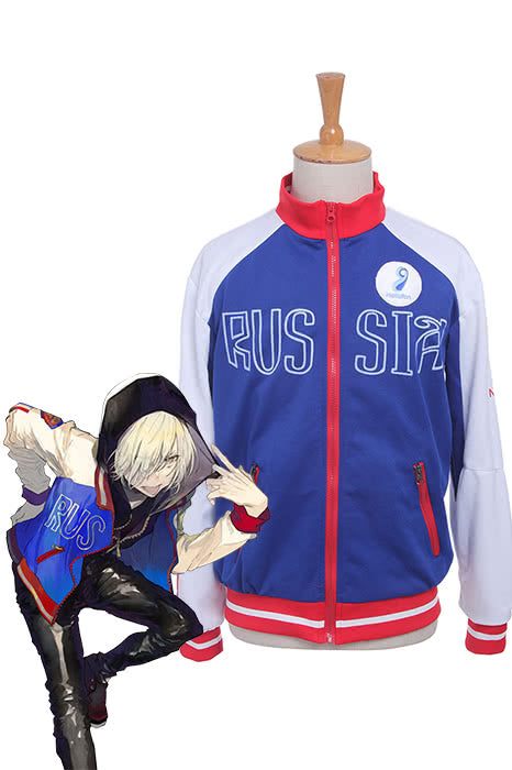 Yuri on Ice Yuri Plisetsky Blue Sportswear Coat Cosplay Costumes