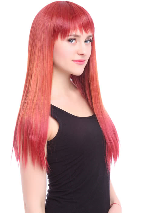 60cm Long Orange Anime Straight Cosplay Party Wig