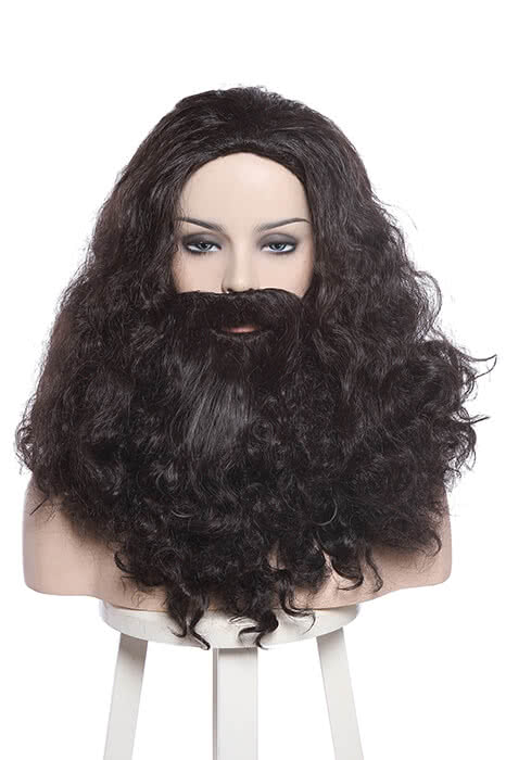 Rubeus Hagrid Long Curly Brown Movie Cosplay Man Wigs