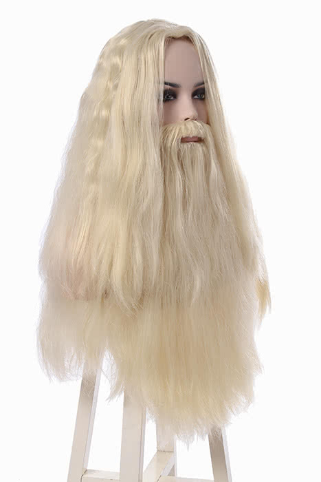 Albus Dumbledore Long Curly Silver White Movie Cosplay Man Wigs