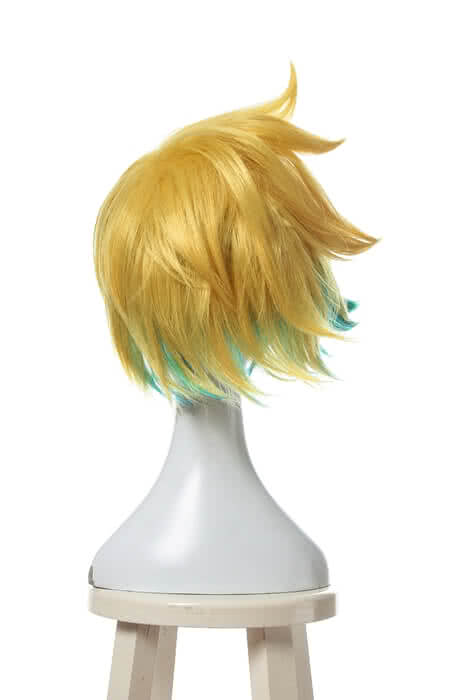 LOL Star Guardian Ezreal Short Golden Mixed Blue Game Cosplay Wigs