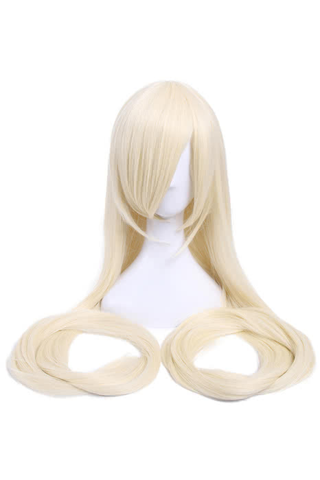 Human computer angel Supper Long Straight Light Blonde Cosplay Party Wigs