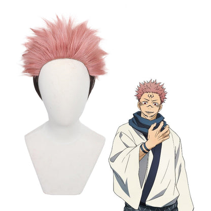 Jujutsu Kaisen Ryomen Sukuna Short Pink Gradient Black Cosplay Wigs