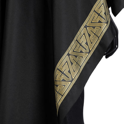 Comics Black Adam Male Jumpsuit with Hooded Cloak Costumes