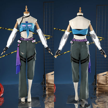 Overwatch 2 X LE SSERAFIM FEARLESS D.VA Blue Cosplay Costumes
