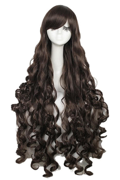 100cm Long Fashion Wigs Brown Wavy Hair For Women