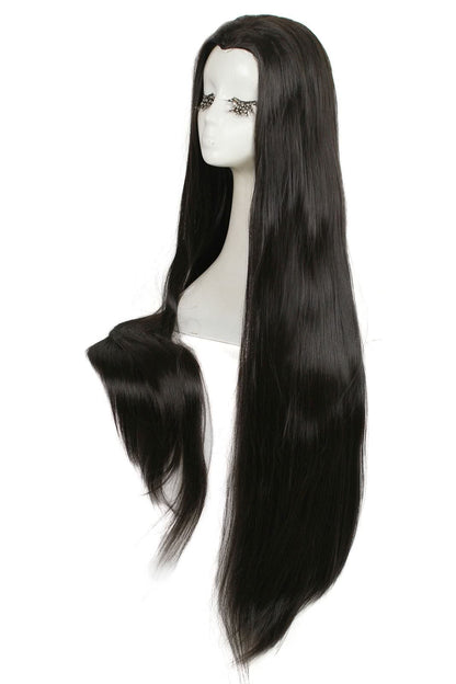 100cmTip Black Straight Widow's Peak Hairpiece Cosplay Wigs