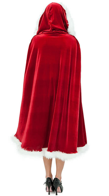Big red cloak beautiful christmas costume wonderful cape long santa uniform