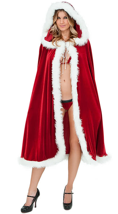 Big red cloak beautiful christmas costume wonderful cape long santa uniform