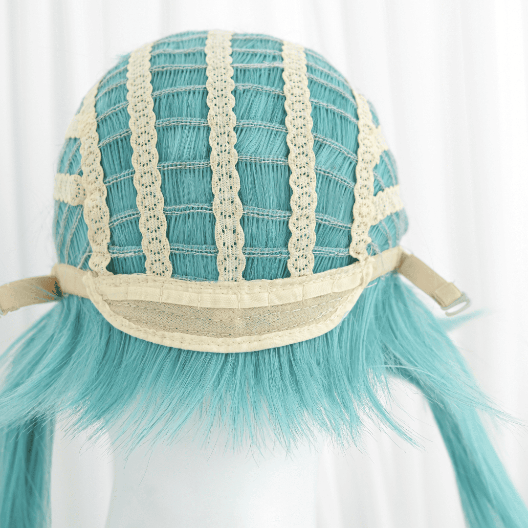120cm Virtual Idol Long Green Cosplay Wigs Straight Clip on Ponytails Full Hair