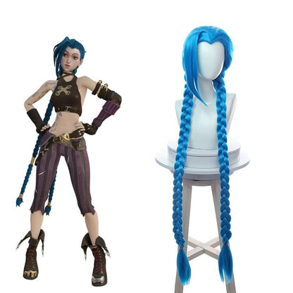 ¡¾In Stock¡¿130cm Anime LOL Arcane Jinx Blue Cosplay Wigs