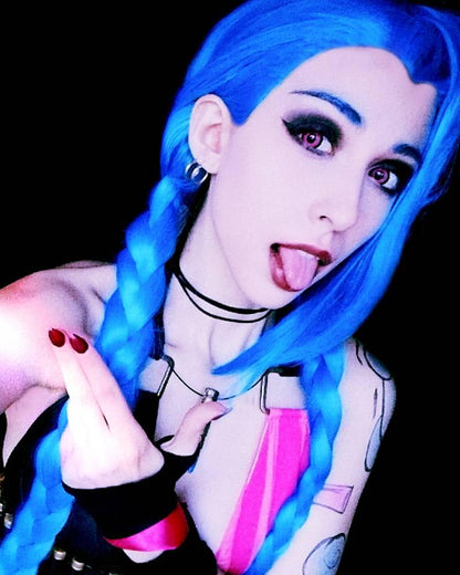 ¡¾In Stock¡¿130cm Anime LOL Arcane Jinx Blue Cosplay Wigs