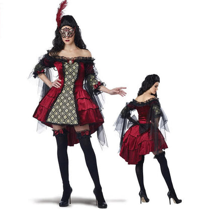 Hot popular Vampire Halloween costume lady dress with fancy Mask