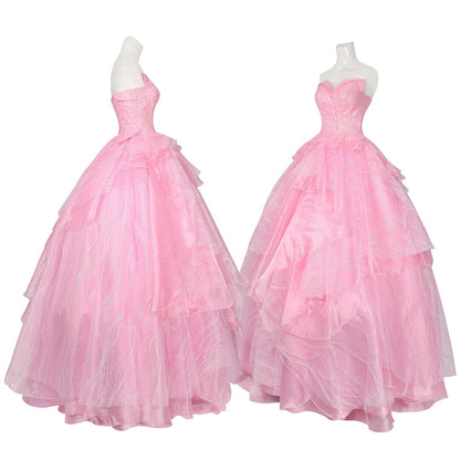 Wicked Part One Galinda Female Dress with Crown Cosplay Costumes