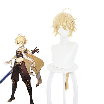 Genshin Impact Traveler Aether Blonde Ponytail Cosplay Wigs
