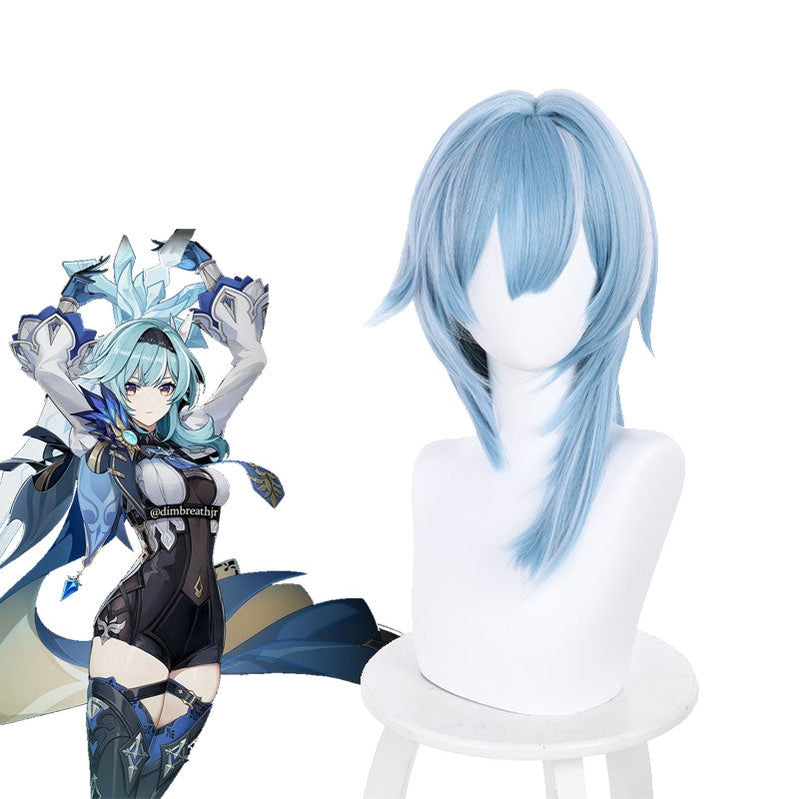 Genshin Impact Eula Blue White Long Cosplay Wigs