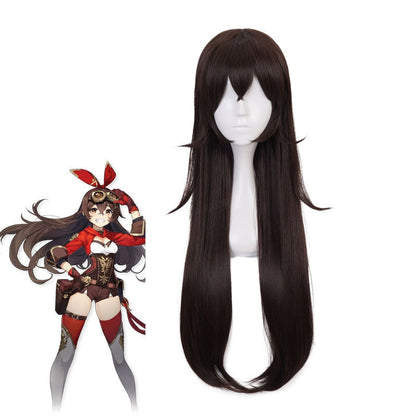 Genshin Impact Amber Dark brown Long Cosplay Wigs