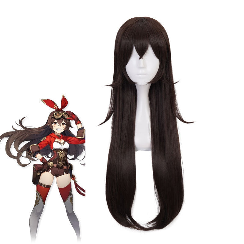 Genshin Impact Amber Dark brown Long Cosplay Wigs