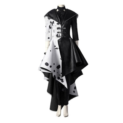 Movie Cruella De Vil Dalmatian Black White Halloween Cosplay Costumes