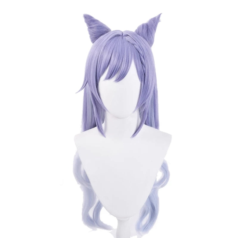 Genshin Impact Keqing Ponytails Mixed Purple Cosplay Wig with Ears
