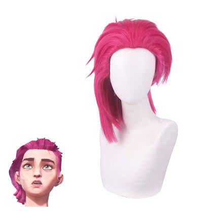 LOL Arcane Vi Childhood Short Red Cosplay Wigs