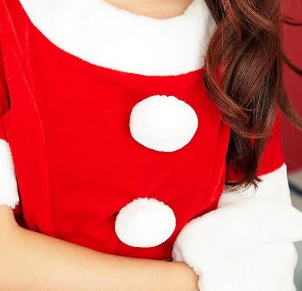 Red beautiful Christmas party dress for momen white fur edge