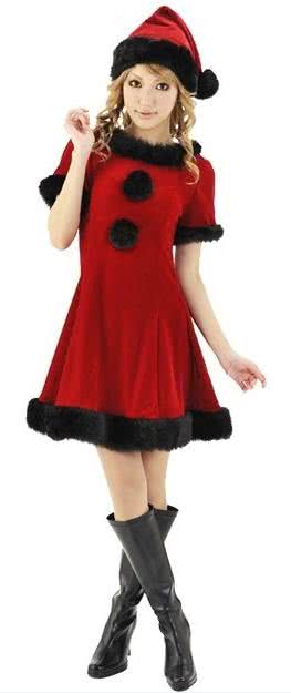 Tow colors Christmas costumes beautiful dress short sleeve uniform