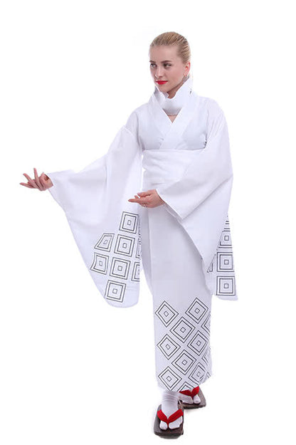 Nurarihyon no Mago Anime Cosplay Costumes White Printed Kimonos