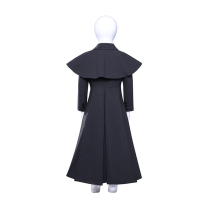 Wednesday 2 Addams Adult and Kids Black Wool Coat Cosplay Costumes