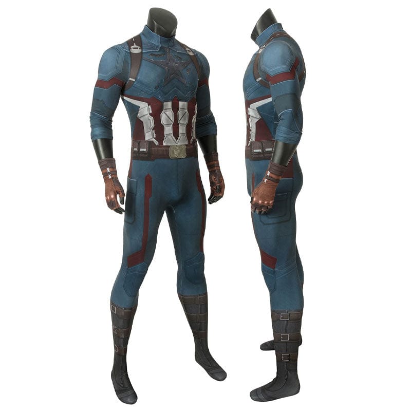 Avengers 3 Infinity War Captain America Steve Rogers Jumpsuit Cosplay Costumes With Gloves