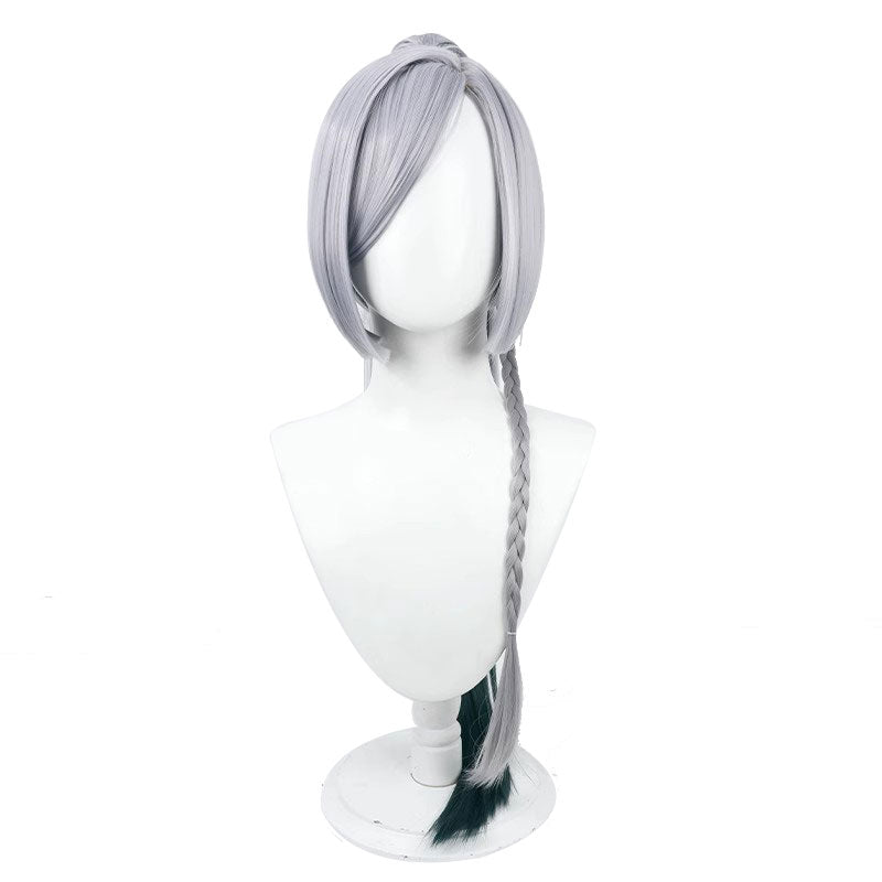 Genshin Impact Shenhe Grey Single Twist Braid Cosplay Wigs