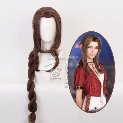 Final Fantasy VII Remake FF7 Aerith Gainsborough Long Brown Cosplay Wigs