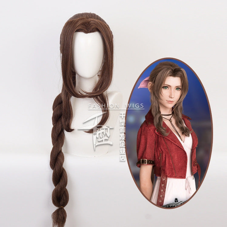 Final Fantasy VII Remake FF7 Aerith Gainsborough Long Brown Cosplay Wigs