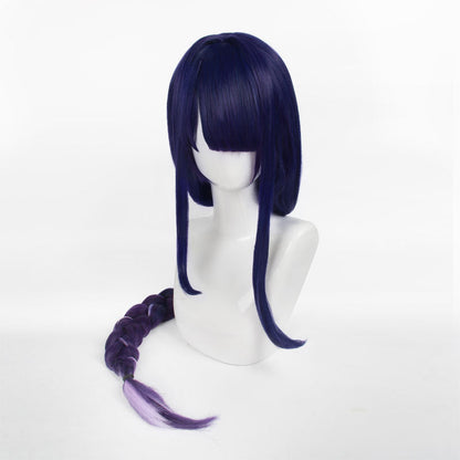 Genshin Impact Raiden Shogun Twist Braid Blue Gradient Purple Cosplay Wigs