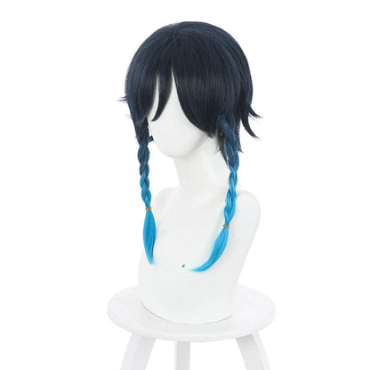 Genshin Impact Venti Gradient Blue Braided Cosplay Wig