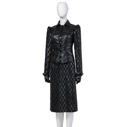 Movie Cruella de Vil Leather Fullsuit Halloween Cosplay Costumes