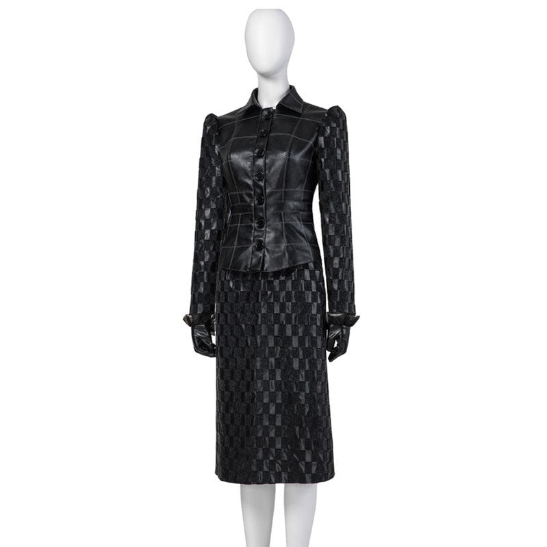 Movie Cruella de Vil Leather Fullsuit Halloween Cosplay Costumes