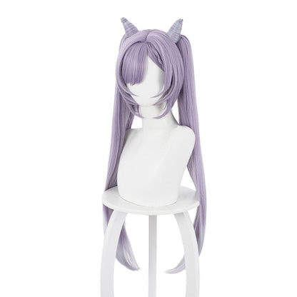 Genshin Impact Keqing Ponytails Mixed Purple Cosplay Wig with Ears