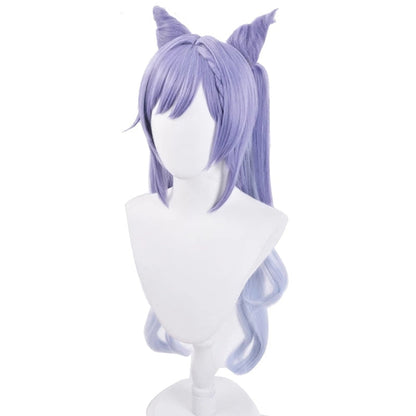 Genshin Impact Keqing Ponytails Mixed Purple Cosplay Wig with Ears