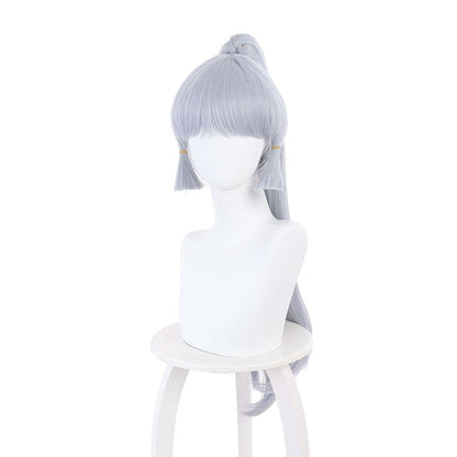 Genshin Impact Kamisato Ayaka Light Gray Blue Ponytail Cosplay Wigs