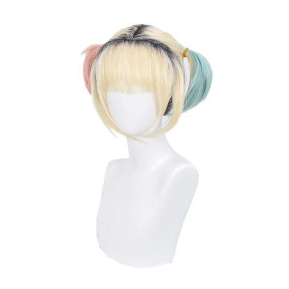 Birds of Prey Harley Quinn Short Mixed blonde Cosplay Wigs