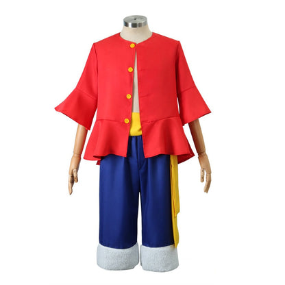Anime Navigation Monkey D. Luffy Red Shirt Fullset Cosplay Costumes
