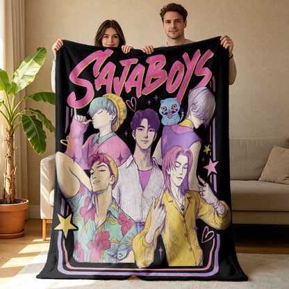 Kpop Demon Hunters Huntrix Saja Boys Inspired Blanket Cozy Flannel Throw Blanket