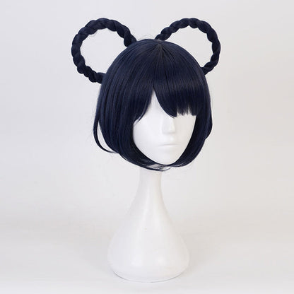Genshin Impact Xiangling Navy Blue Cosplay Wigs