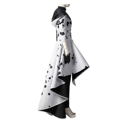 Movie Cruella De Vil Dalmatian Black White Halloween Cosplay Costumes