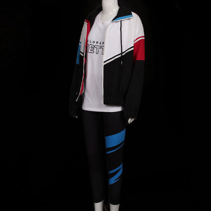 Game Valorant Jett White Black Coat Cosplay Costume