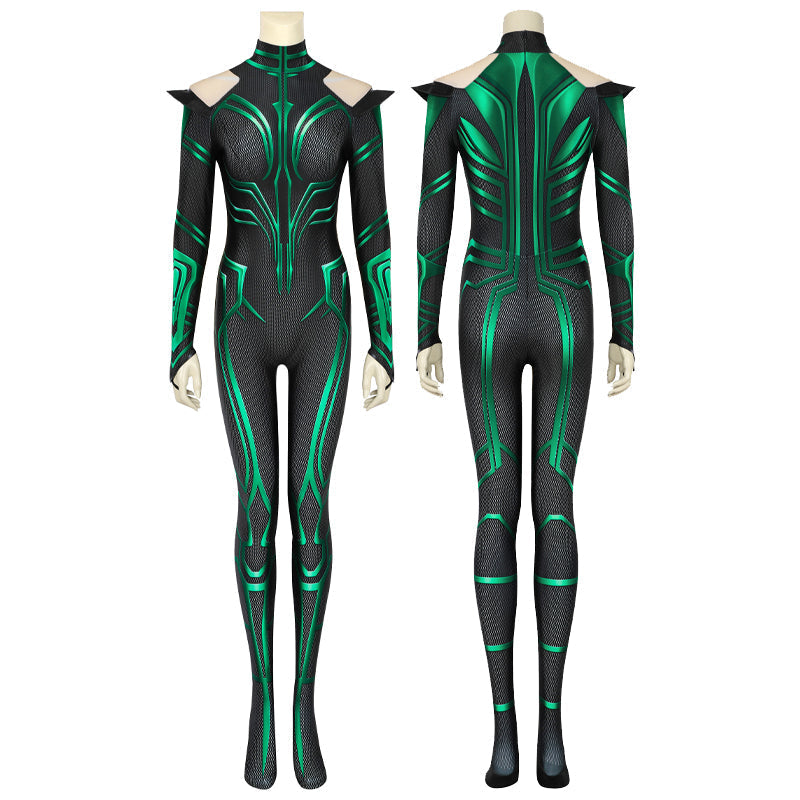 Thor 3 Ragnarok Trailer Hela Jumpsuit with Cloak Cosplay Costumes