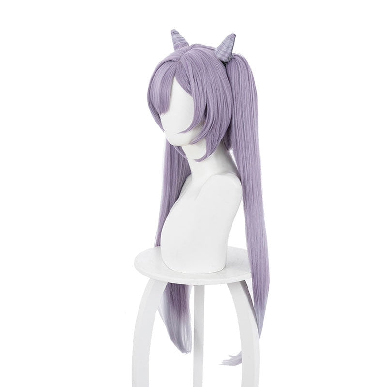 Genshin Impact Keqing Ponytails Mixed Purple Cosplay Wig with Ears